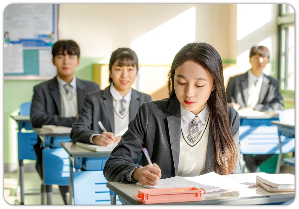 교실에서 개별 과제를 하는 모습