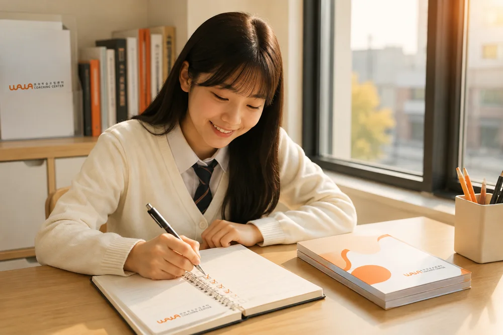 자료를 보며 필기하는 모습