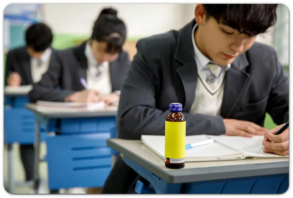 교실에서 답안을 쓰는 모습
