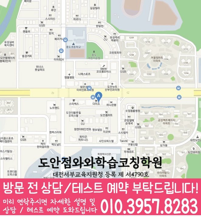 도안동 국영수학원 지도