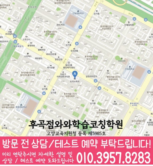 일산동 국영수학원 지도
