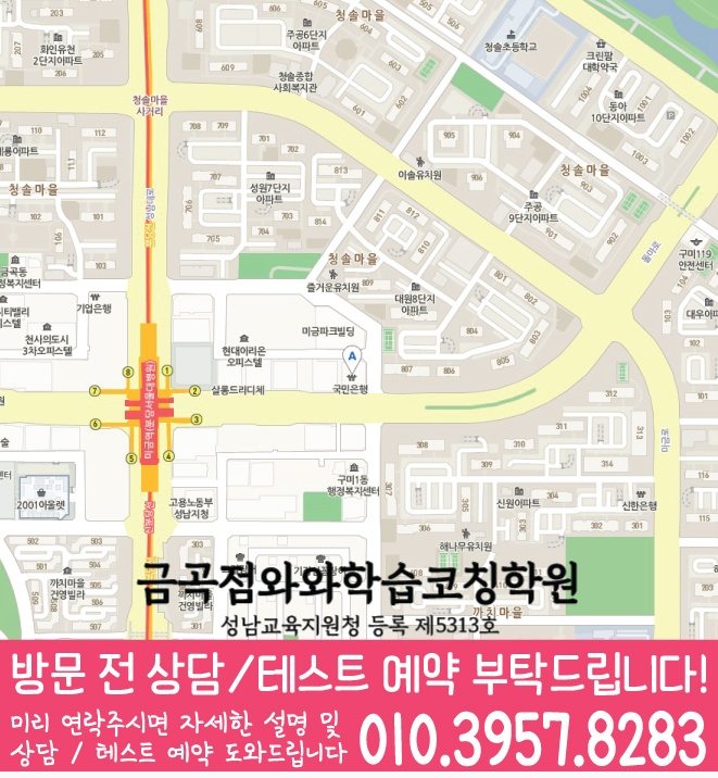 성남 금곡동 고등 수학학원 지도